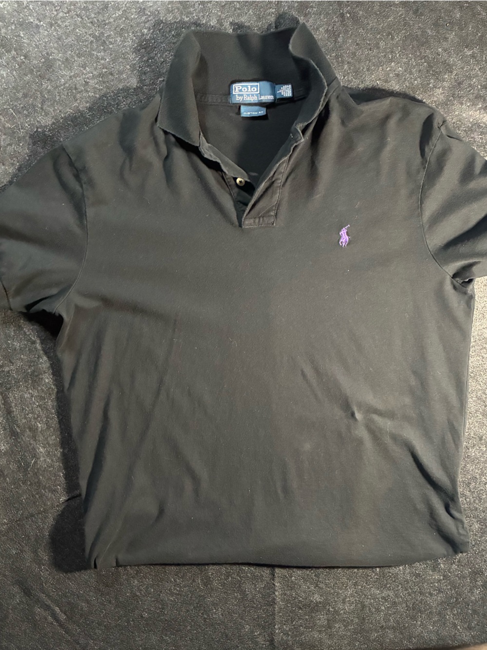 Polo by Ralph Lauren Black Polo Shirt with Purple Pony Logo